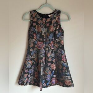 GB Girls Oriental Floral Satin Formal Dress Size 10 Black Multi Zipper Back